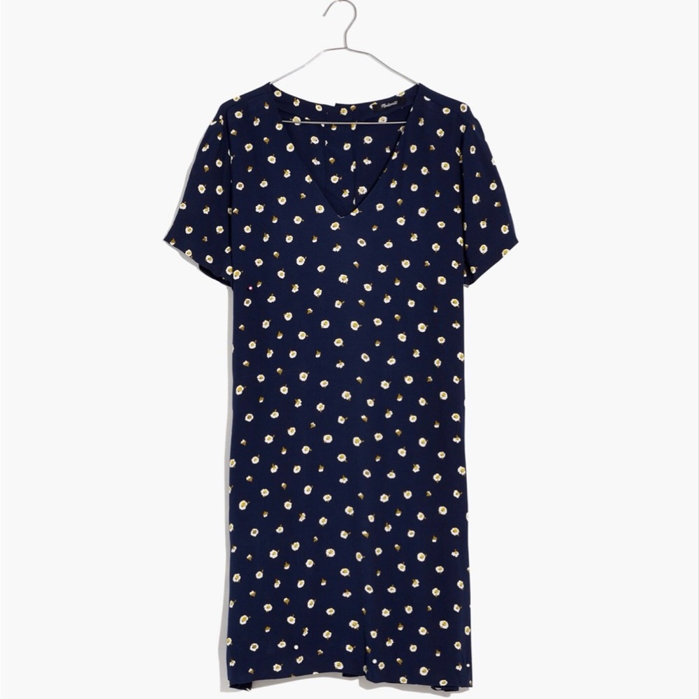 MADEWELL BUTTON BACK EASY DRESS IN DAISY DOTS DARK NIGHTFALL